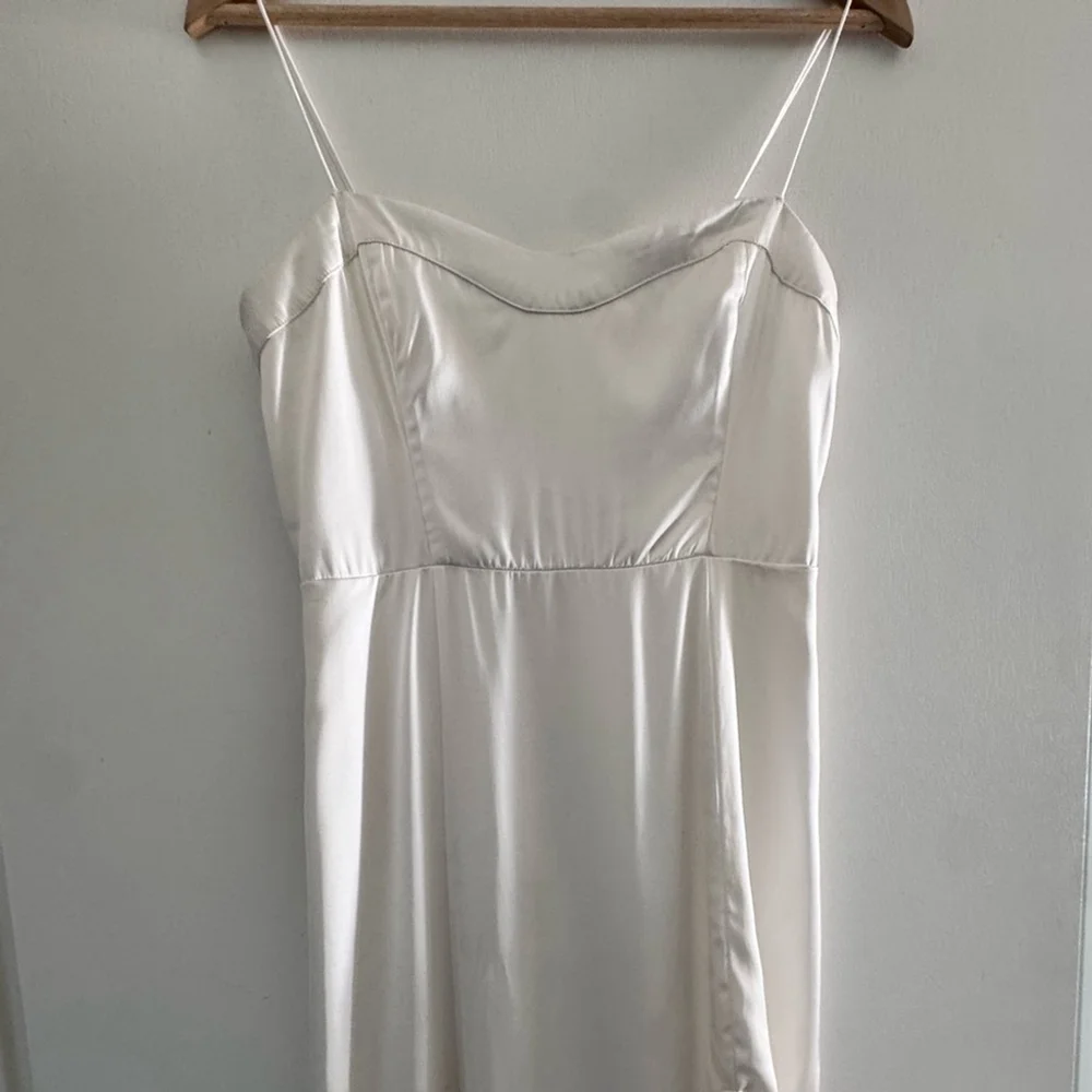 Y2K Satin Slip Dress | Ivory Spaghetti Strap Maxi Minimalist